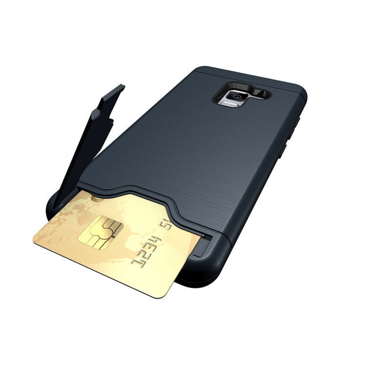 For Galaxy A8 (2018) Brushed Texture Separable PC + TPU Protective Combination Back Case with Holder & Card Slot