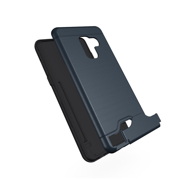 For Galaxy A8 (2018) Brushed Texture Separable PC + TPU Protective Combination Back Case with Holder & Card Slot