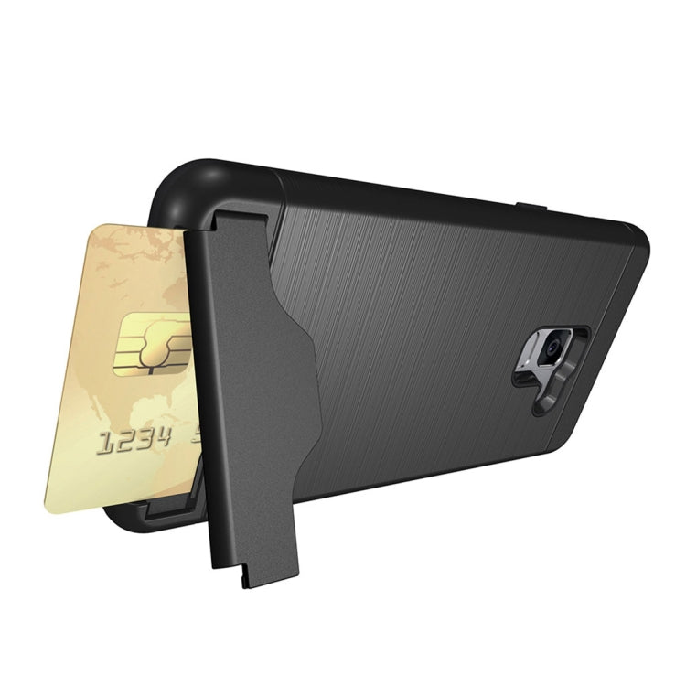 For Galaxy A8+ (2018) Brushed Texture Separable PC + TPU Protective Combination Back Case with Holder & Card Slot