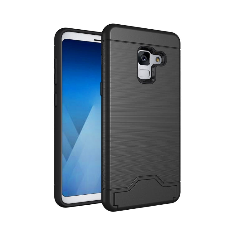 For Galaxy A8+ (2018) Brushed Texture Separable PC + TPU Protective Combination Back Case with Holder & Card Slot
