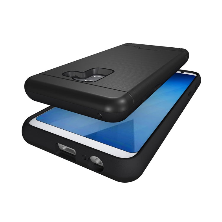 For Galaxy A8+ (2018) Brushed Texture Separable PC + TPU Protective Combination Back Case with Holder & Card Slot