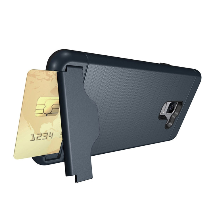 For Galaxy A8+ (2018) Brushed Texture Separable PC + TPU Protective Combination Back Case with Holder & Card Slot