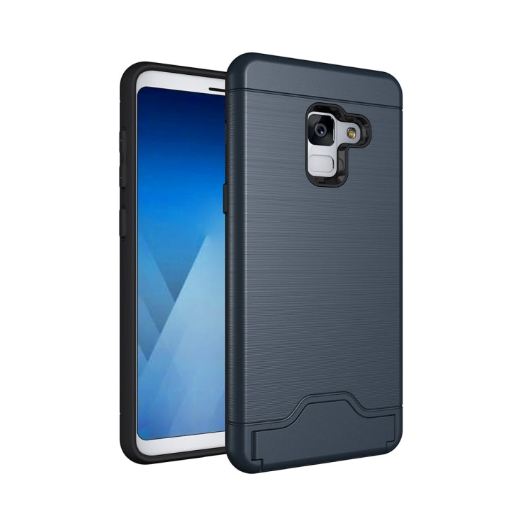 For Galaxy A8+ (2018) Brushed Texture Separable PC + TPU Protective Combination Back Case with Holder & Card Slot