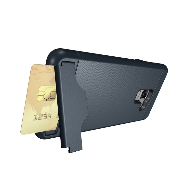For Galaxy A8+ (2018) Brushed Texture Separable PC + TPU Protective Combination Back Case with Holder & Card Slot