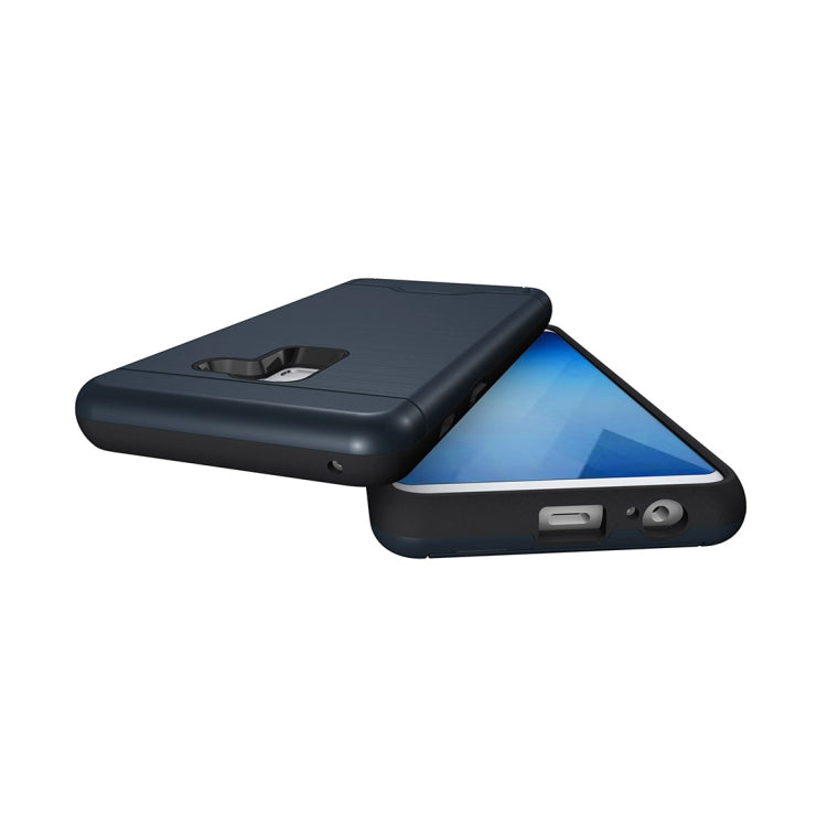 For Galaxy A8+ (2018) Brushed Texture Separable PC + TPU Protective Combination Back Case with Holder & Card Slot