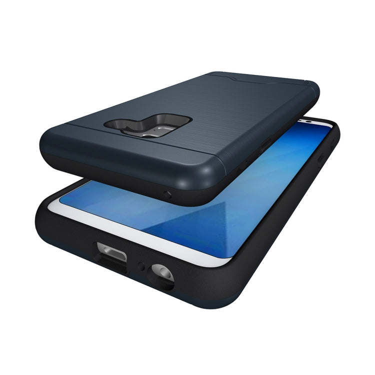 For Galaxy A8+ (2018) Brushed Texture Separable PC + TPU Protective Combination Back Case with Holder & Card Slot