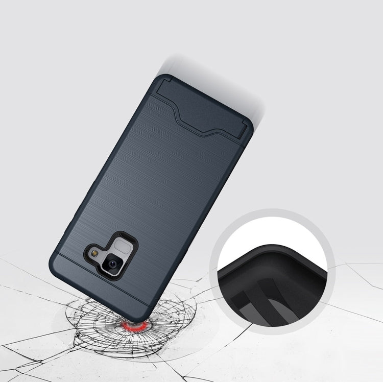 For Galaxy A8+ (2018) Brushed Texture Separable PC + TPU Protective Combination Back Case with Holder & Card Slot