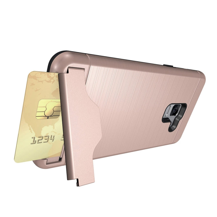 For Galaxy A8+ (2018) Brushed Texture Separable PC + TPU Protective Combination Back Case with Holder & Card Slot