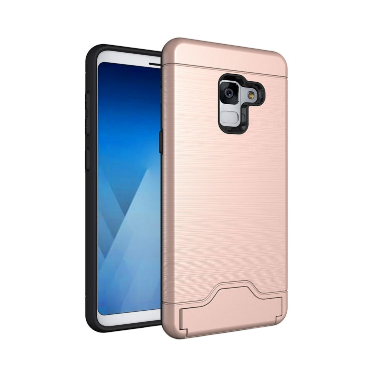 For Galaxy A8+ (2018) Brushed Texture Separable PC + TPU Protective Combination Back Case with Holder & Card Slot