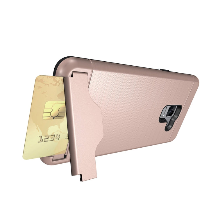 For Galaxy A8+ (2018) Brushed Texture Separable PC + TPU Protective Combination Back Case with Holder & Card Slot