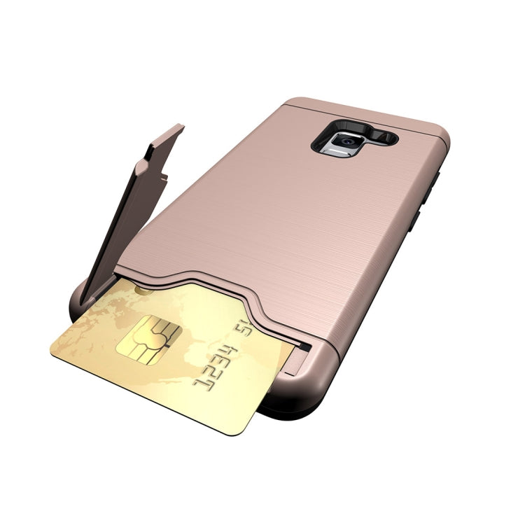 For Galaxy A8+ (2018) Brushed Texture Separable PC + TPU Protective Combination Back Case with Holder & Card Slot