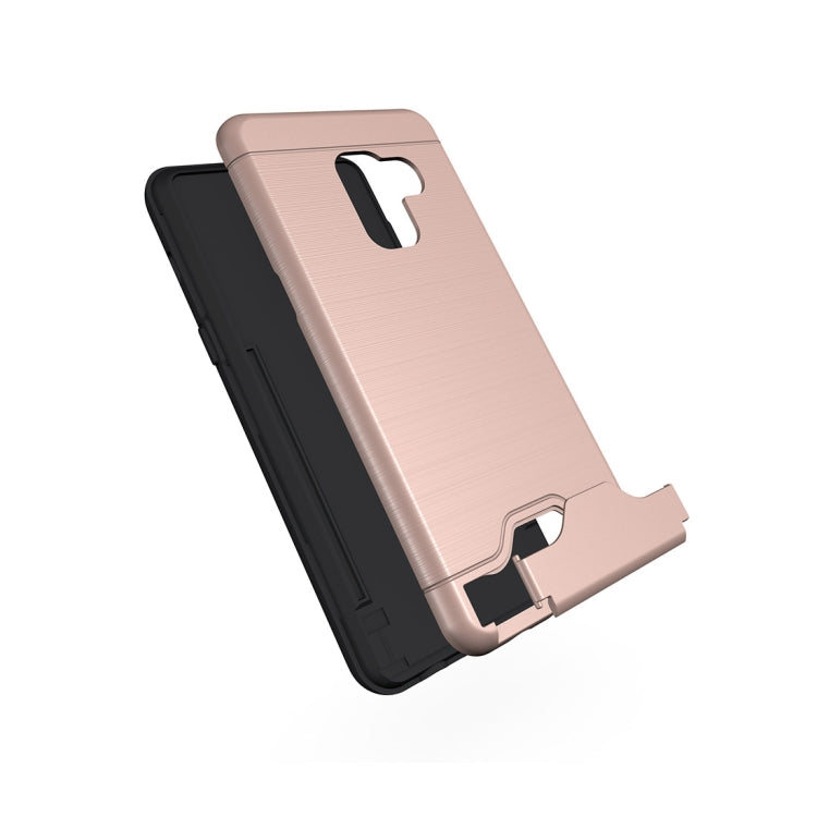 For Galaxy A8+ (2018) Brushed Texture Separable PC + TPU Protective Combination Back Case with Holder & Card Slot