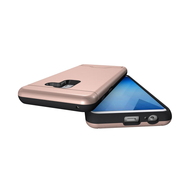 For Galaxy A8+ (2018) Brushed Texture Separable PC + TPU Protective Combination Back Case with Holder & Card Slot