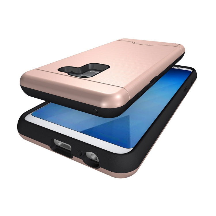 For Galaxy A8+ (2018) Brushed Texture Separable PC + TPU Protective Combination Back Case with Holder & Card Slot