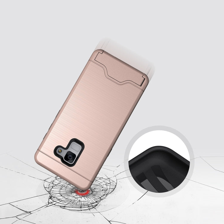 For Galaxy A8+ (2018) Brushed Texture Separable PC + TPU Protective Combination Back Case with Holder & Card Slot