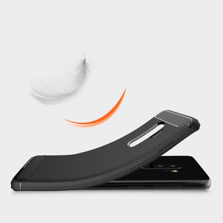 For Galaxy S9+ Brushed Carbon Fiber Texture Soft TPU Anti-skip Protective Cover Back Case