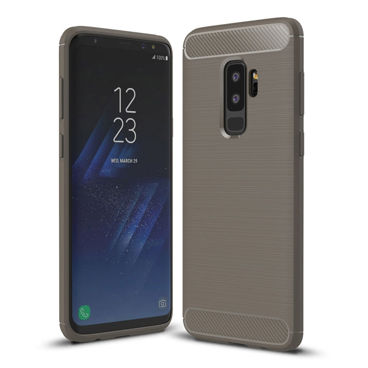 For Galaxy S9+ Brushed Carbon Fiber Texture Soft TPU Anti-skip Protective Cover Back Case