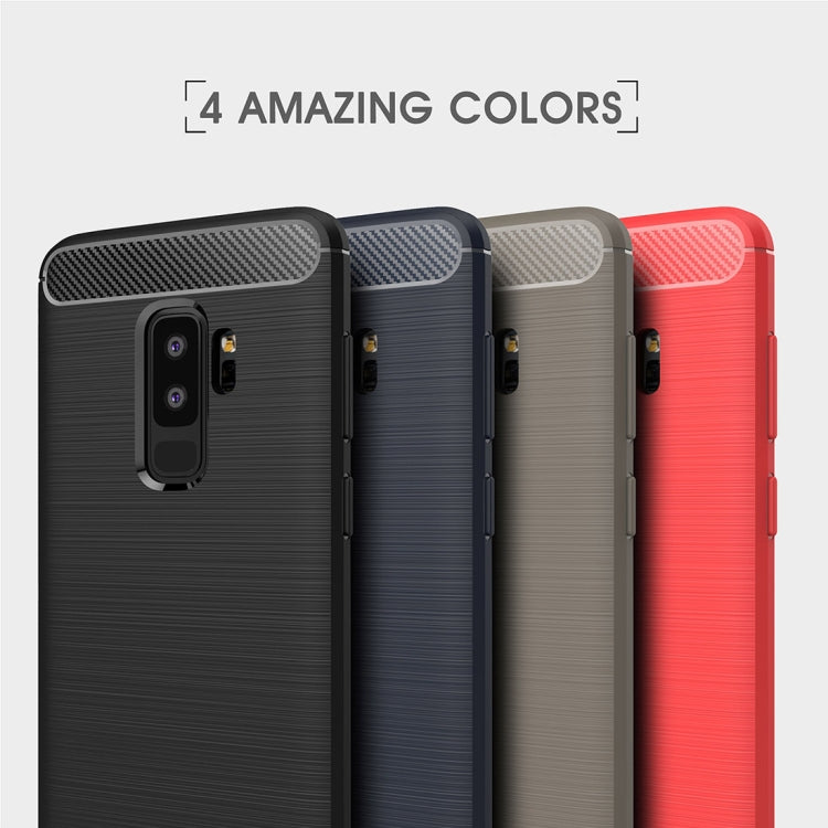 For Galaxy S9+ Brushed Carbon Fiber Texture Soft TPU Anti-skip Protective Cover Back Case