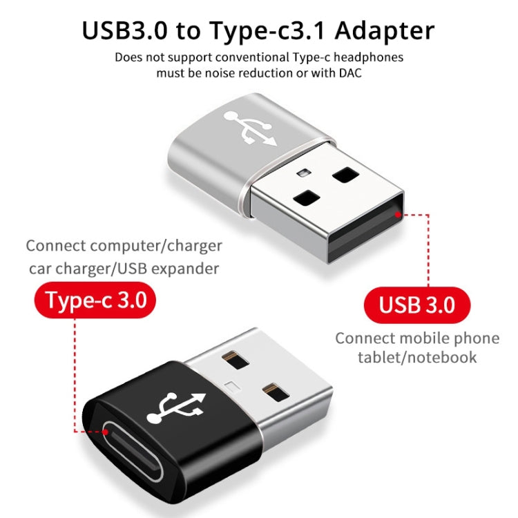 USB-C / Type-C Female to USB 3.0 Male Aluminum Alloy Adapter, Support Charging & Transmission Data