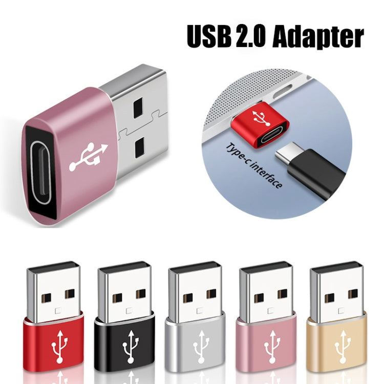 USB-C / Type-C Female to USB 2.0 Male Aluminum Alloy Adapter, Support Charging & Transmission