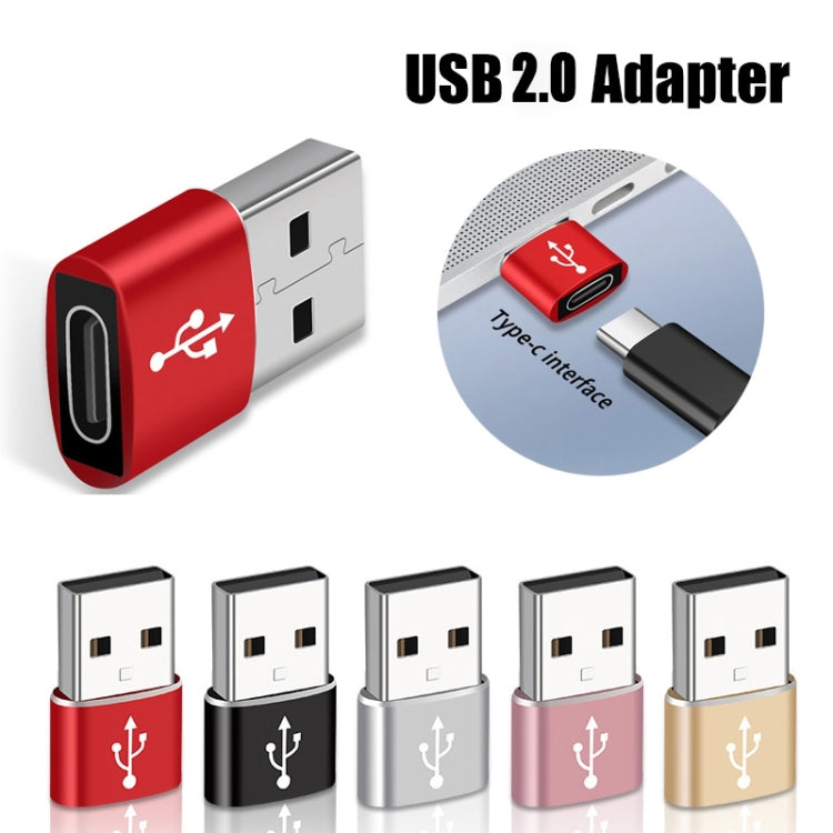 USB-C / Type-C Female to USB 2.0 Male Aluminum Alloy Adapter, Support Charging & Transmission