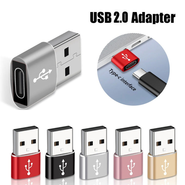 USB-C / Type-C Female to USB 2.0 Male Aluminum Alloy Adapter, Support Charging & Transmission
