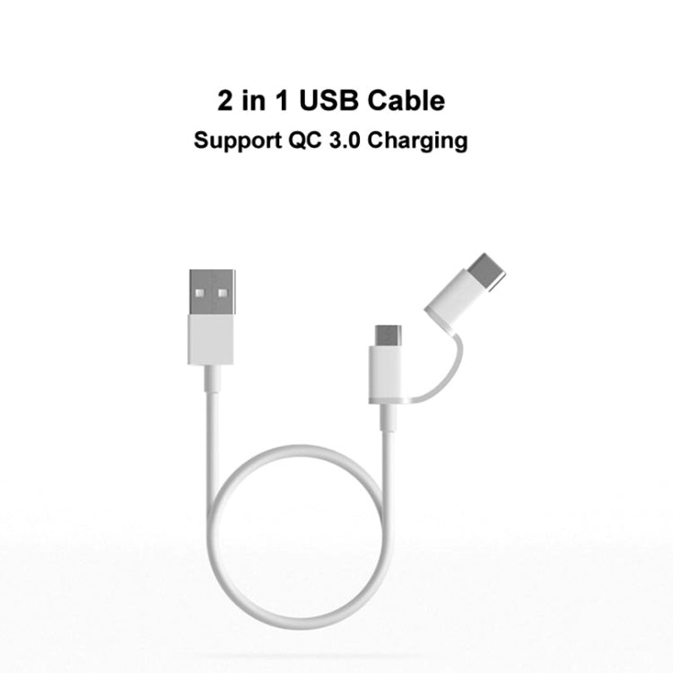 2.4A QC3.0 USB to Micro USB + USB-C / Type-C Fast Charging + Data Transmission TPE Data Cable, Cable Length: 1m
