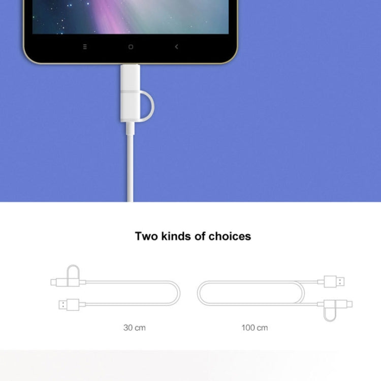 2.4A QC3.0 USB to Micro USB + USB-C / Type-C Fast Charging + Data Transmission TPE Data Cable, Cable Length: 30cm