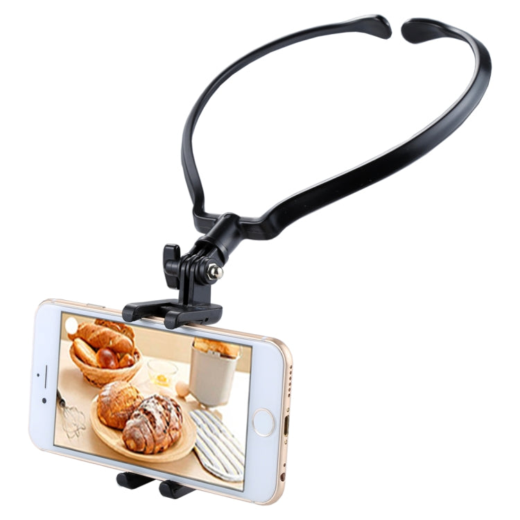 Universal Collar Hanging Neck Style Video Record Smartphone Mount Phone Holder Mini Selfie Stick Neck Halter Bracket(Black)