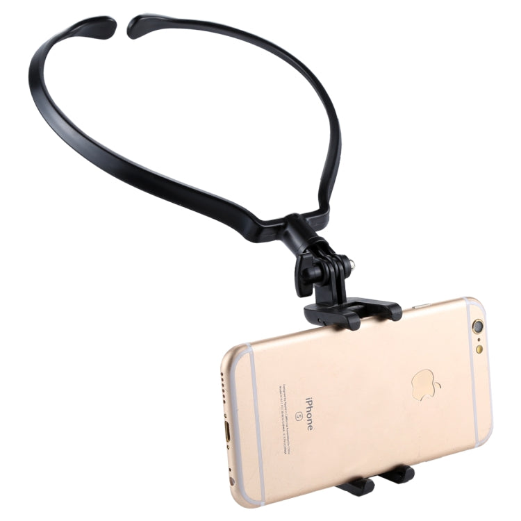 Universal Collar Hanging Neck Style Video Record Smartphone Mount Phone Holder Mini Selfie Stick Neck Halter Bracket(Black)