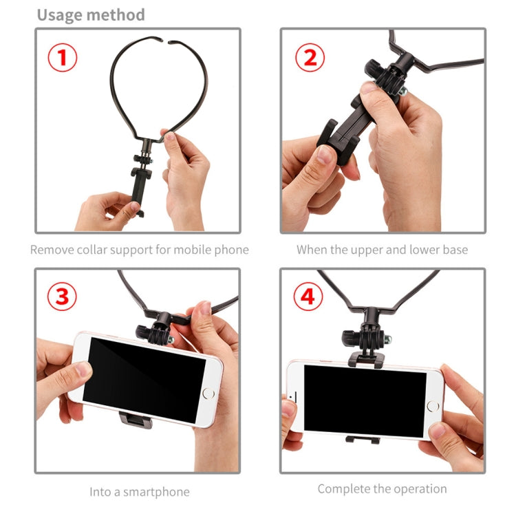 Universal Collar Hanging Neck Style Video Record Smartphone Mount Phone Holder Mini Selfie Stick Neck Halter Bracket(Black)