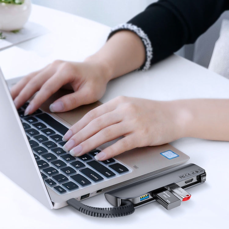 TOTU FGCR-005 Speedy Series 5 in 1 USB-C / Type-C to 3 x USB 3.0 + HDMI + PD Port HUB Converter