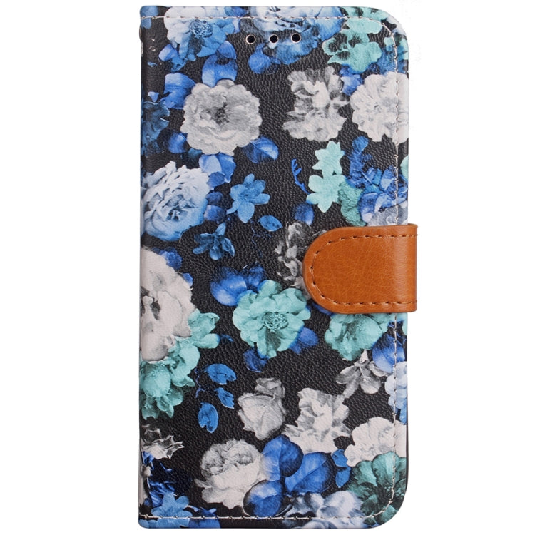 For Galaxy Note 8 Ink Flower Pattern Horizontal Flip Leather Case with Holder & Card Slots & Wallet & Photo Frame & Lanyard (Blue)