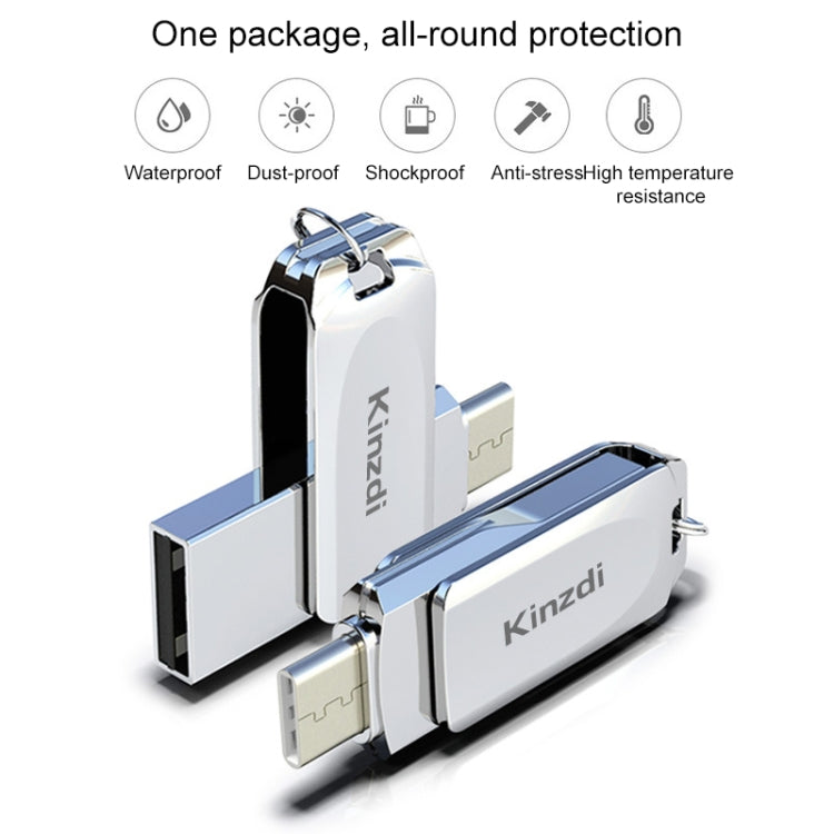 Kinzdi 128GB USB + Type-C Interface Metal Twister Flash Disk V10