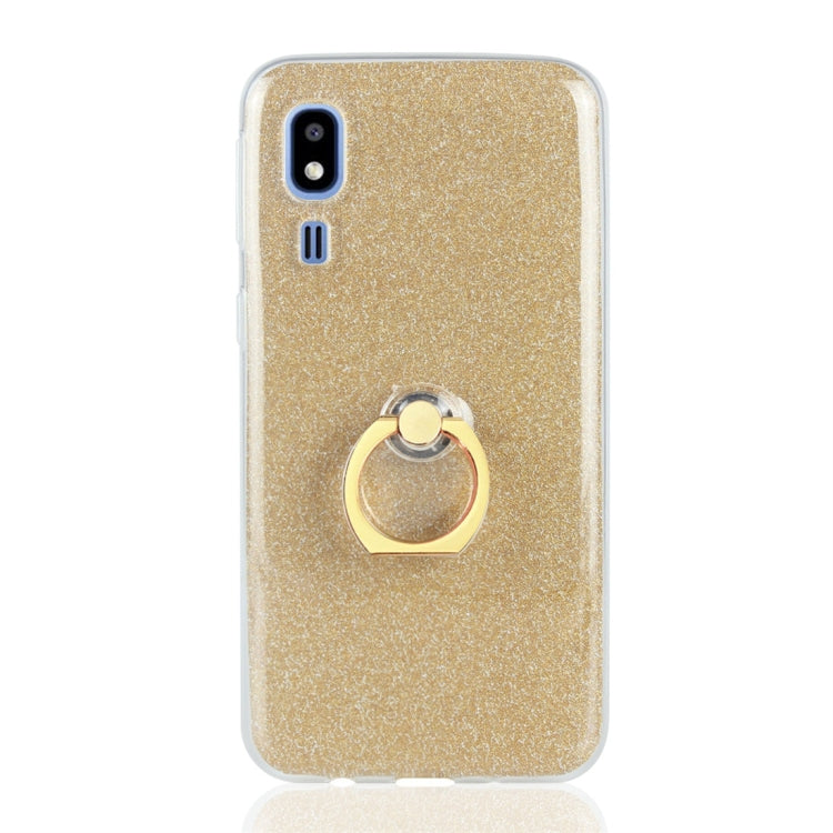 Glittery Powder Shockproof TPU Protective Case for Galaxy A2 Core, with 360 Degree Rotation Ring Holder