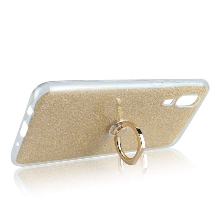Glittery Powder Shockproof TPU Protective Case for Galaxy A2 Core, with 360 Degree Rotation Ring Holder
