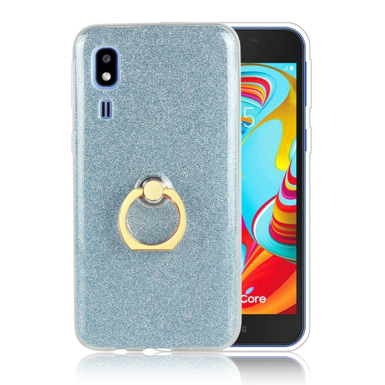 Glittery Powder Shockproof TPU Protective Case for Galaxy A2 Core, with 360 Degree Rotation Ring Holder
