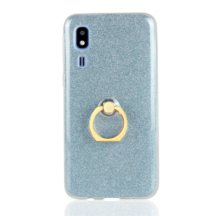 Glittery Powder Shockproof TPU Protective Case for Galaxy A2 Core, with 360 Degree Rotation Ring Holder