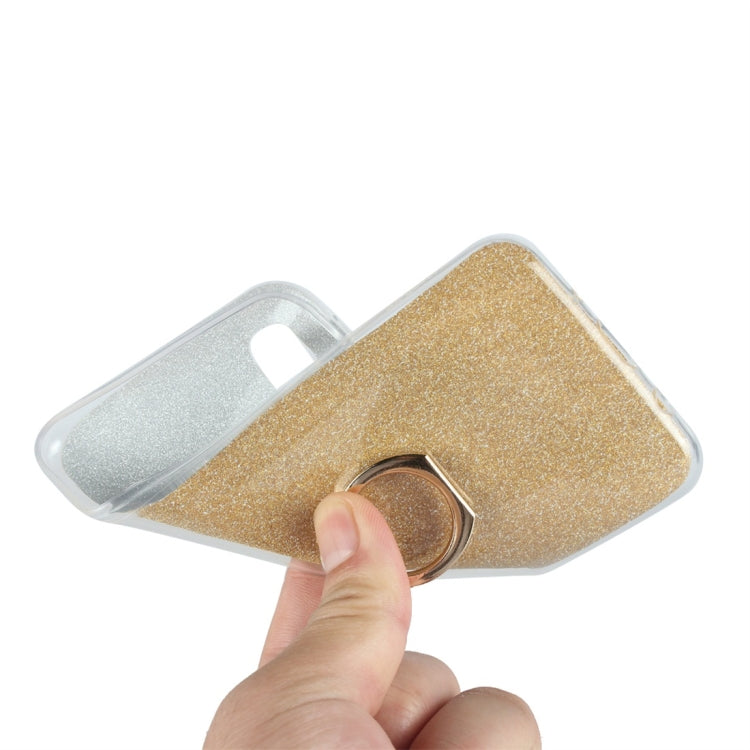 Glittery Powder Shockproof TPU Protective Case for Galaxy A2 Core, with 360 Degree Rotation Ring Holder