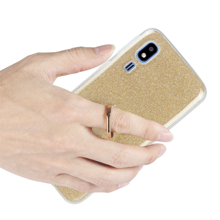 Glittery Powder Shockproof TPU Protective Case for Galaxy A2 Core, with 360 Degree Rotation Ring Holder