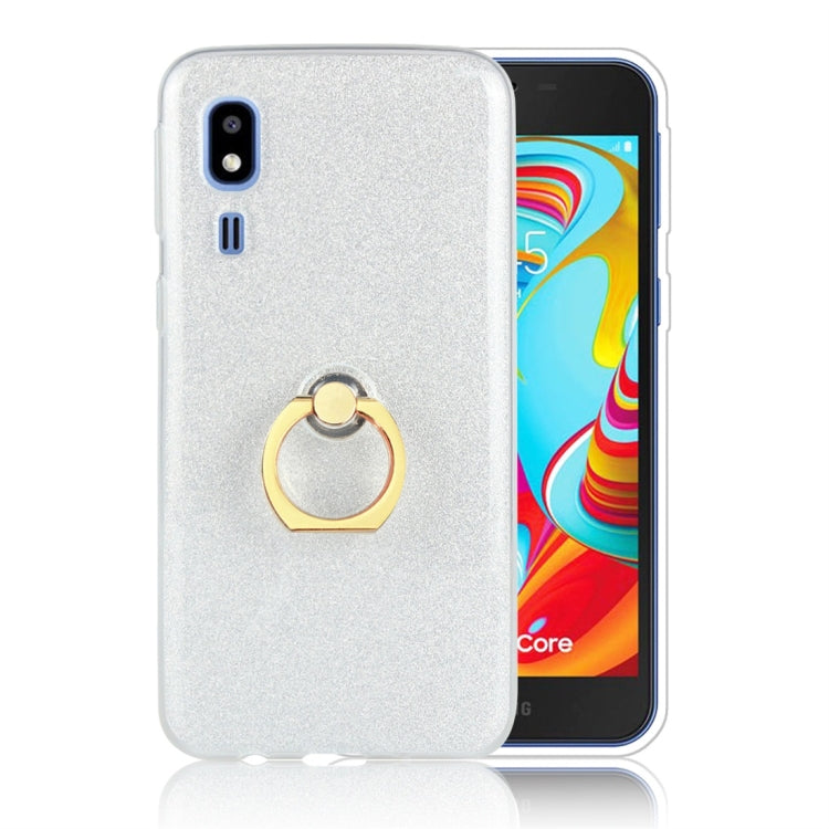 Glittery Powder Shockproof TPU Protective Case for Galaxy A2 Core, with 360 Degree Rotation Ring Holder