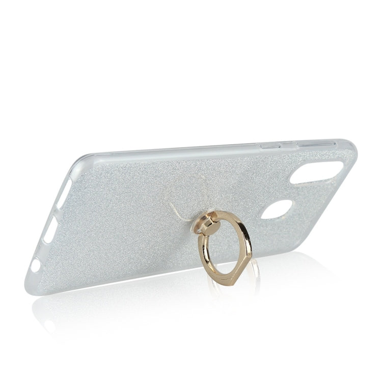 Glittery Powder Shockproof TPU Protective Case for Galaxy A30 , with 360 Degree Rotation Ring Holder