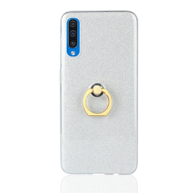 Glittery Powder Shockproof TPU Protective Case for Galaxy A70, with 360 Degree Rotation Ring Holder