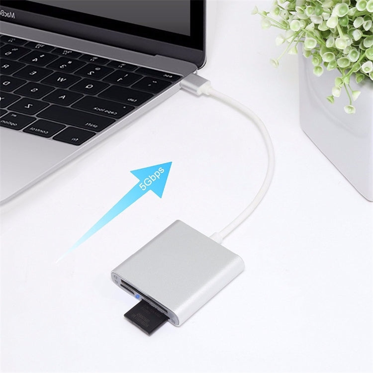 3 In 1 Multi-function Type-C / USB-C Card Reader, Support Micro SD / TF / CF