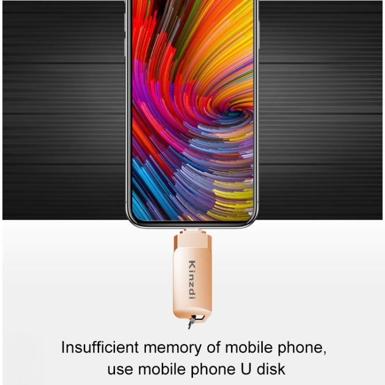 Kinzdi 32GB USB 2.0 Android Phone & Computer Dual-use Rotary Metal U Disk V9 (Rose Gold)
