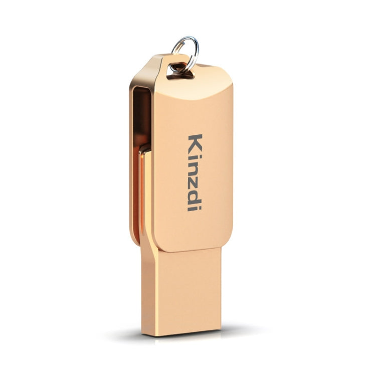 Kinzdi 64GB USB 2.0 Android Phone & Computer Dual-use Rotary Metal U Disk V8