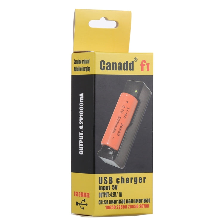 Canadd F1 Fast USB Lithium Battery Charger for 3.7V Rechargeable Battery Li-Ion IMR 18650, 18490, 18350, 17670, 17500, 16340(RCR123), 14500, 10440