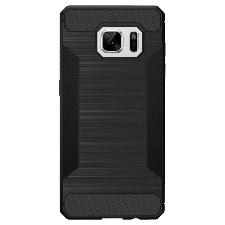 For Galaxy S7 Brushed Texture Carbon Fiber Anti-slip TPU Protective Cover Case