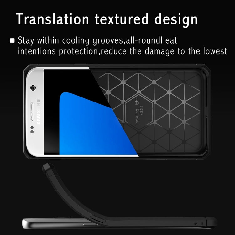 For Galaxy S7 Brushed Texture Carbon Fiber Anti-slip TPU Protective Cover Case
