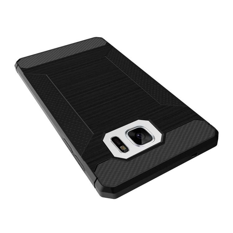 For Galaxy S7 Brushed Texture Carbon Fiber Anti-slip TPU Protective Cover Case